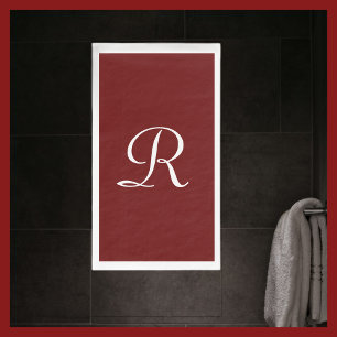 Burgundy and White Monogrammed Paper Guest Towel Napkin