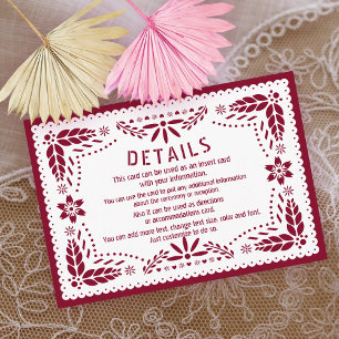 Burgundy and white papel picado Quinceañera Enclosure Card