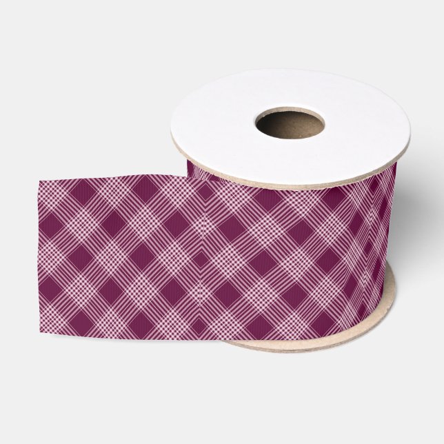 Burgundy And White Plaid Grosgrain Ribbon (Spool)