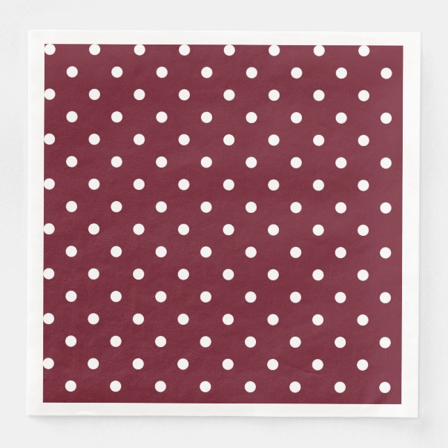 Burgundy and White Polka Dot Pattern Napkin (Front)