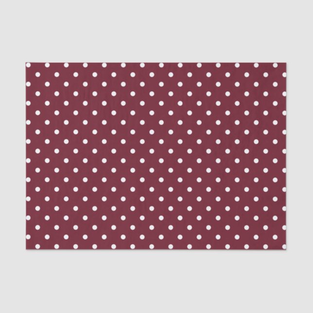 Burgundy and White Polka Dot Pattern Tissue Paper (Front)