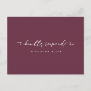 Burgundy and White Rsvp with Meal Choice Invitation Postcard