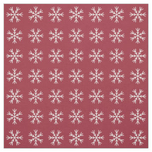 Burgundy and White Snowflake Pattern Fabric