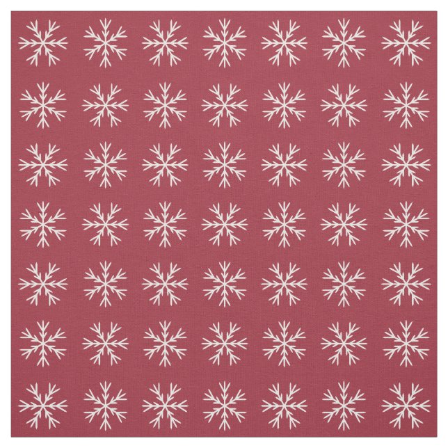 Burgundy and White Snowflake Pattern Fabric (Swatch)