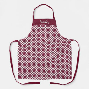 Burgundy and White Stars Personalized Apron