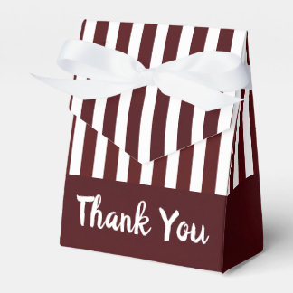 Burgundy and White Stripe Favor Box