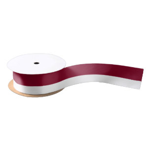 Burgundy and White-Striped Ribbon Satin Ribbon