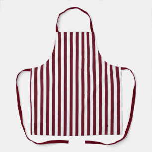 Burgundy and White Stripes Pattern Apron