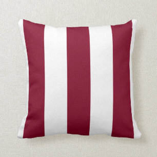 Burgundy And White Stripes Throw Pillow