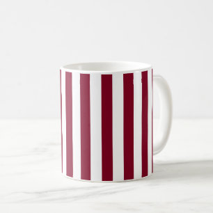 Burgundy and White Vertical Stripes Coffee Mug