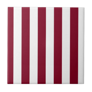 Burgundy and White Vertical Stripes Tile