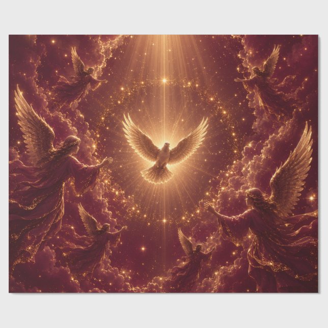 Burgundy Angelic Gift Wrap (Flat)