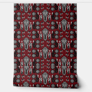 Burgundy Anglo Saxon Art Print Wallpaper