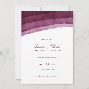 Burgundy Aquarelle Faire-Part de Date