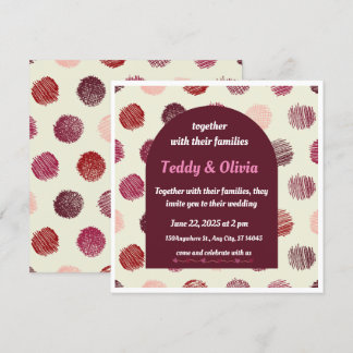 Burgundy Arch & Red Circle Wedding Invitation 