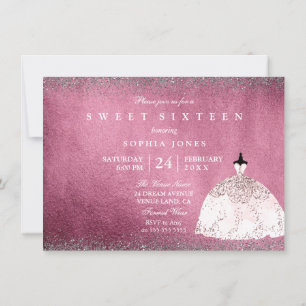 Burgundy Argent Rose Or rose doux 16 Invitation
