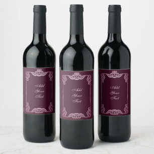 Burgundy Art Nouveau Border   Wine Label