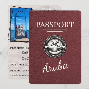 Burgundy Aruba Passport Save The Date