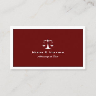 Burgundy Attorney  Justice Scale Professional Business Card