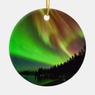 Burgundy Aurora Ceramic Ornament