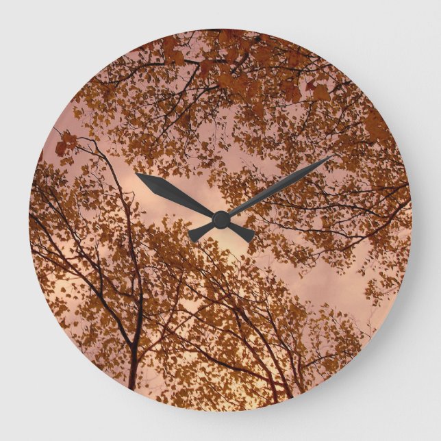'Burgundy Autumn Abstract' Wall Clock (Front)