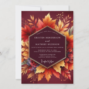 Burgundy Autumn Bloom Wedding Invitation