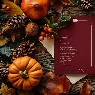 Burgundy Autumn Engagement Party Invitation