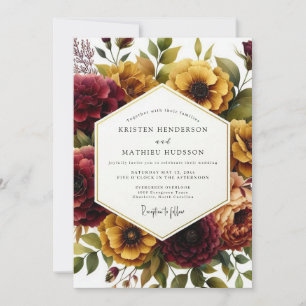 Burgundy Autumn Floral Elegance Wedding Invitation