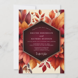Burgundy Autumn Floral Romance Wedding Invitation