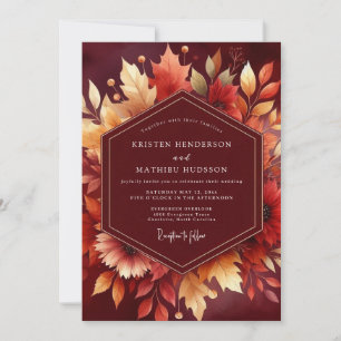 Burgundy Autumn Foliage Wedding Invitation
