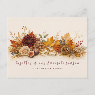 Burgundy Autumn Harvest Fall Wedding Invitation Postcard