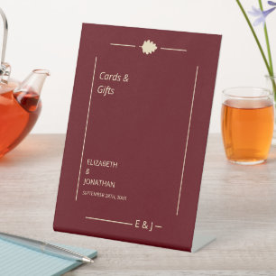Burgundy Autumn Wedding Pedestal Sign