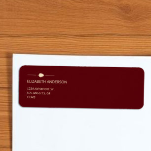 Burgundy Autumn Wedding Return Address Label