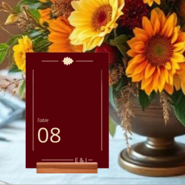 Burgundy Autumn Wedding Table Number (Creator Uploaded)
