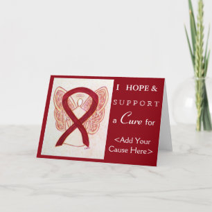 Burgundy Awareness Ribbon Angel Art Greeting Cards