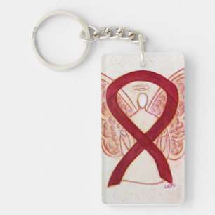 Burgundy Awareness Ribbon Angel Key chain