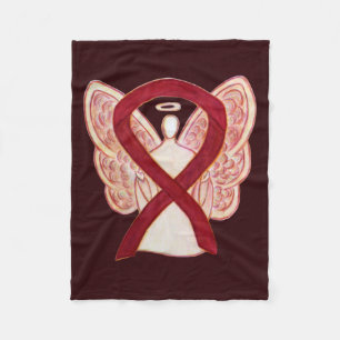 Burgundy Awareness Ribbon Angel Soft Blankets