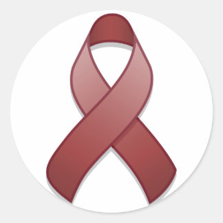 Burgundy Awareness Ribbon Round Sticker