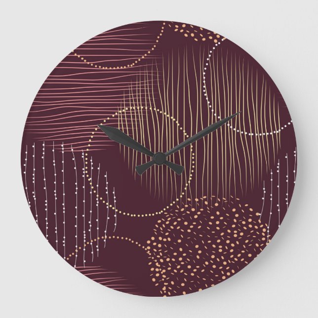 Burgundy background, circle seamless pattern. large clock (Front)