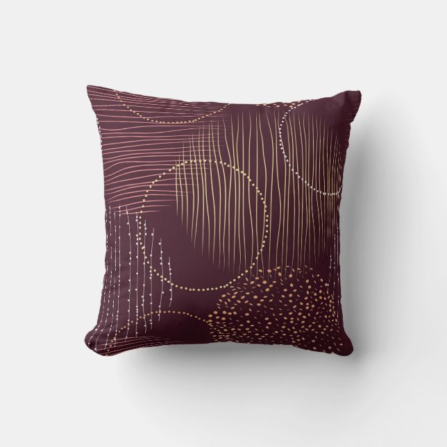Burgundy background, circle seamless pattern. throw pillow (Front)