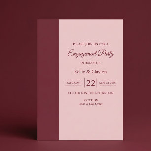 Burgundy Bar Minimalist Modern Engagement Party Invitation