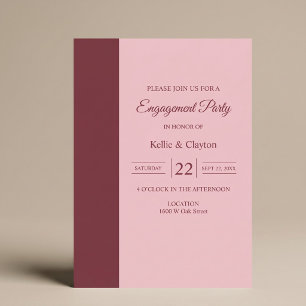 Burgundy Bar Minimalist Modern Engagement Party Invitation