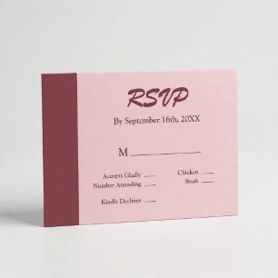 Burgundy Bar Wedding RSVP Card