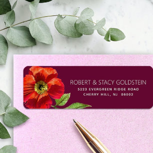 Burgundy Bat Mitzvah Floral Modern Return Address