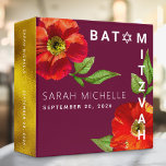 Burgundy Bat Mitzvah Floral Watercolor Keepsake Binder<br><div class="desc">Let your favourite Bat Mitzvah be proud, rejoice and celebrate her milestone with this stunning keepsake scrapbook memory album. A sophisticated, chic, red floral watercolor with modern san serif type overlays a burgundy background. Faux gold foil spine with personalized name and date. Personalize the custom text with her name and...</div>