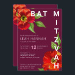 Burgundy Bat Mitzvah Floral Watercolor Modern Invitation<br><div class="desc">Be proud, rejoice and showcase this milestone of your favourite Bat Mitzvah with this sophisticated, personalized invitation! A chic, stunning, floral watercolor with modern san serif type overlays a burgundy background. Personalize the custom text with your Bat Mitzvah’s name, date, and venue information. Guaranteed to add stylish fun to her...</div>