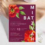 Burgundy Bat Mitzvah Floral Watercolor Modern Invitation<br><div class="desc">Be proud, rejoice and showcase this milestone of your favourite Bat Mitzvah with this sophisticated, personalized invitation! A chic, stunning, floral watercolor with modern san serif type overlays a burgundy background. Personalize the custom text with your Bat Mitzvah’s name, date, and venue information. Guaranteed to add stylish fun to her...</div>