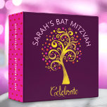 Burgundy Bat Mitzvah Gold Tree of Life Keepsake<br><div class="desc">Let your favourite Bat Mitzvah be proud, rejoice and celebrate her milestone with this stunning keepsake scrapbook memory album. This graphic faux gold foil tree with sparkly pink, orange, and red Star of David and dot “leaves” overlays a rich purple burgundy background. A tiny, red Star of David pattern overlaying...</div>