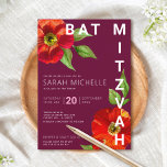 Burgundy Bat Mitzvah Modern Floral Watercolor Invitation<br><div class="desc">Be proud, rejoice and showcase this milestone of your favourite Bat Mitzvah with this sophisticated, personalized invitation! A chic, stunning, floral watercolor with modern san serif type overlays a burgundy background. Personalize the custom text with your Bat Mitzvah’s name, date, and venue information. Guaranteed to add stylish fun to her...</div>