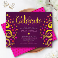Burgundy Bat Mitzvah Modern Gold Foil Tree of Life